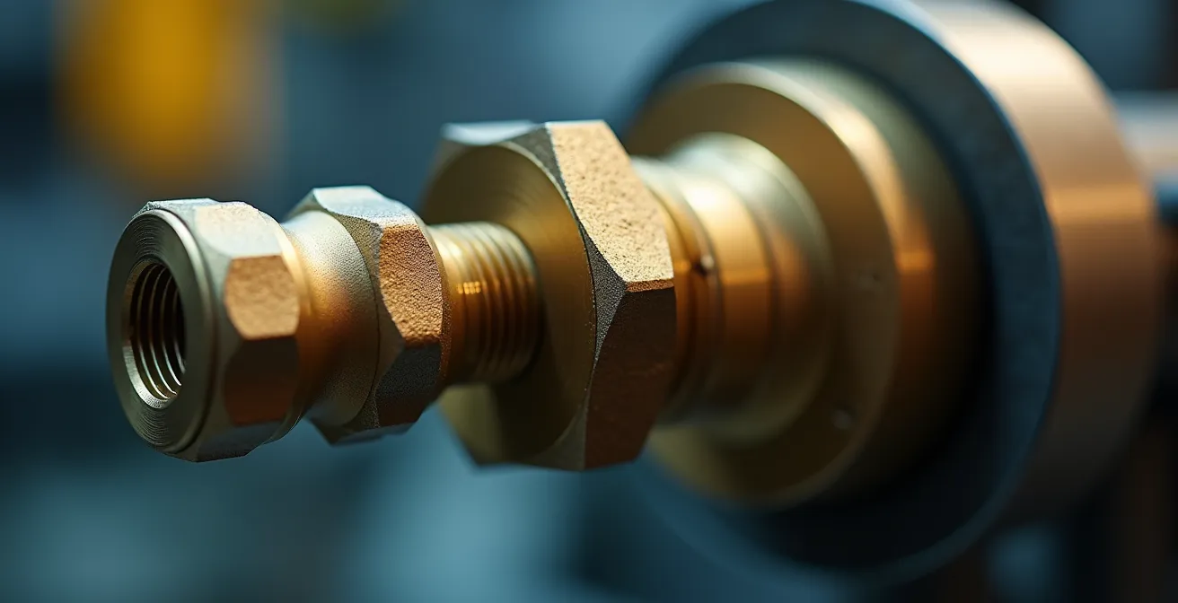 Détail macro d'une valve de précision industrielle