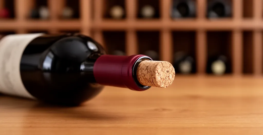 Goulot de bouteille de vin avec bouchon en liège préservé grâce à une bonne hygrométrie